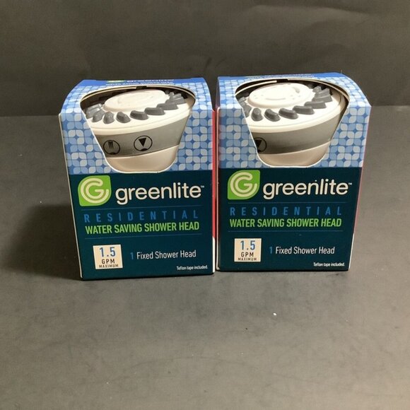 GREENLITE Residential Water Saving Fixed Shower Heads (2) 1.5 GPM Maximum NIB! - Picture 1 of 4